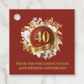 Jubiläum der Hochzeit in Burgund und Gold Geschenkanhänger (Vorderseite)