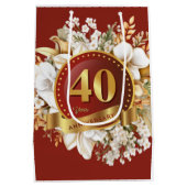 Jubiläum der Hochzeit in Burgund und Gold Mittlere Geschenktüte (Rückseite)