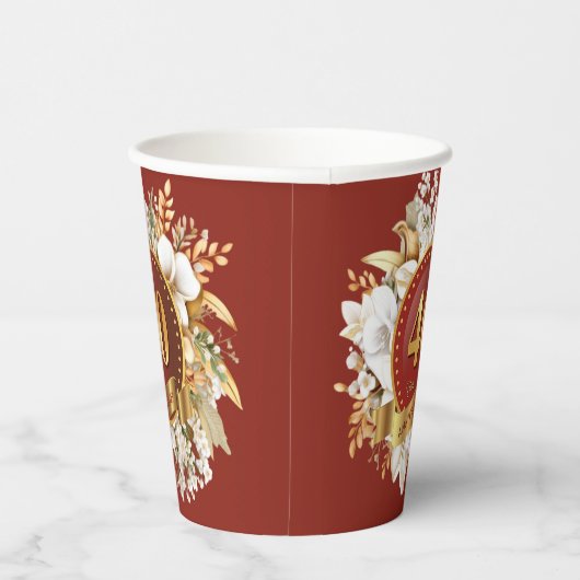 Jubiläum der Hochzeit in Burgund und Gold Pappbecher (Rechts)