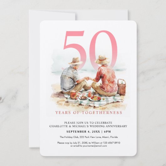 Jubiläum der Hochzeit in der Liebe Einladung (Vorderseite)