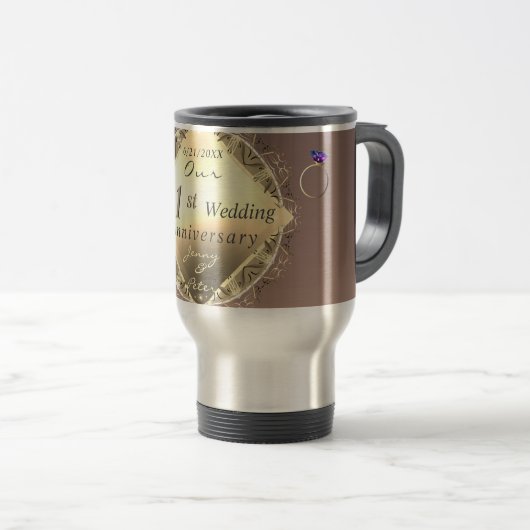 Jubiläum der Hochzeit Iolite & Brass Tasse (VorderseiteRechts)