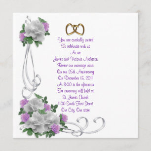 Jubiläum der Hochzeit Verlängerung der Weißen Rose Einladung