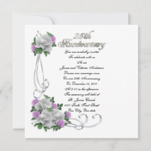 Jubiläum der Hochzeit Verlängerung der Weißen Rose Einladung