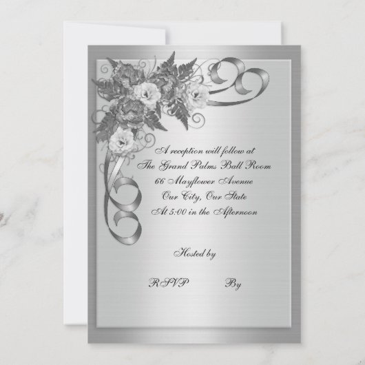 Jubiläum der Hochzeit Verlängerung der Weißen Rose Einladung (Rückseite)