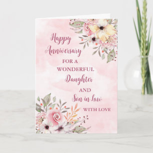 Jubiläum der Hochzeit von Floral Tochter und Schwi Karte