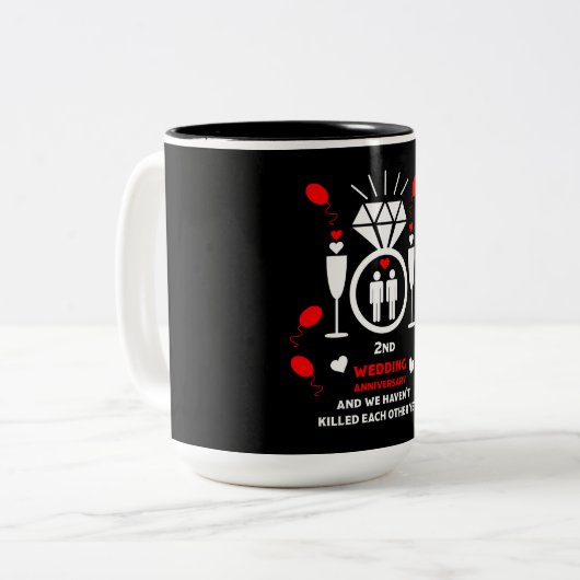 Jubiläum der Hochzeit von Gay Men Zweifarbige Tasse (Vorderseite Links)