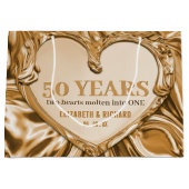 Jubiläum der Hochzeit von Gold Metal Heart Große Geschenktüte (Vorderseite)