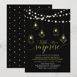 Jubiläum der Hochzeit von Gold und Schwarz Einladung