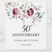 Jubiläum der Hochzeit von Wasserfarben Weinetikett (Einzelnes Label)