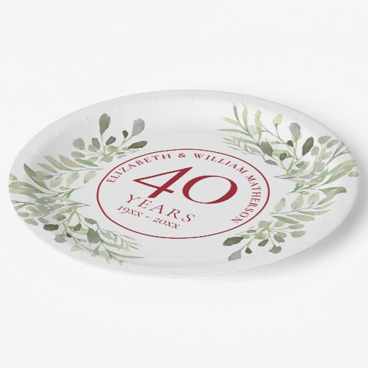 Jubiläum der Hochzeitsfeier Pappteller (Schrägansicht)