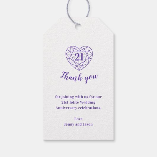 Jubiläum der Ioliten Hochzeit 21. lila Geschenkanhänger (Rückseite)