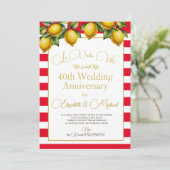 Jubiläum der italienischen Lemon Red White Wedding Einladung (Stehend Vorderseite)