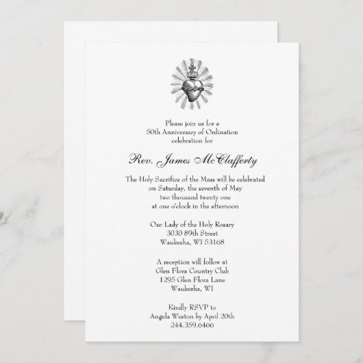 Jubiläum der katholischen Priesterordnung Einladung (Vorne/Hinten)