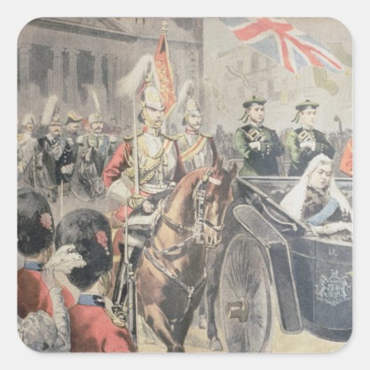 Jubiläum der Königin von England Quadratischer Aufkleber (Vorderseite)