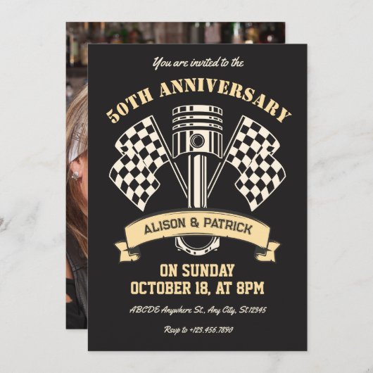 Jubiläum der Motorradmechanik Einladung (Vorne/Hinten)