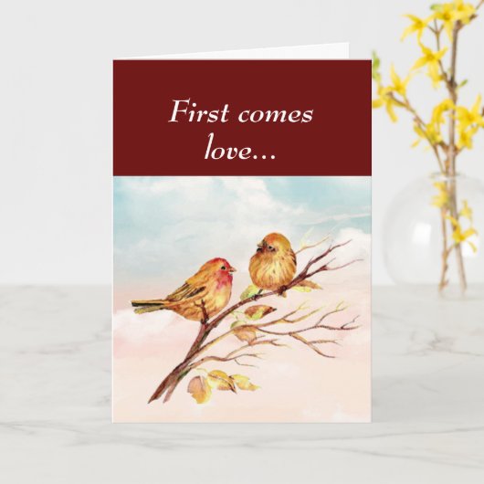 Jubiläum der ONE I LIEBE Sparrow Birds Karte (Gelbe Blume)