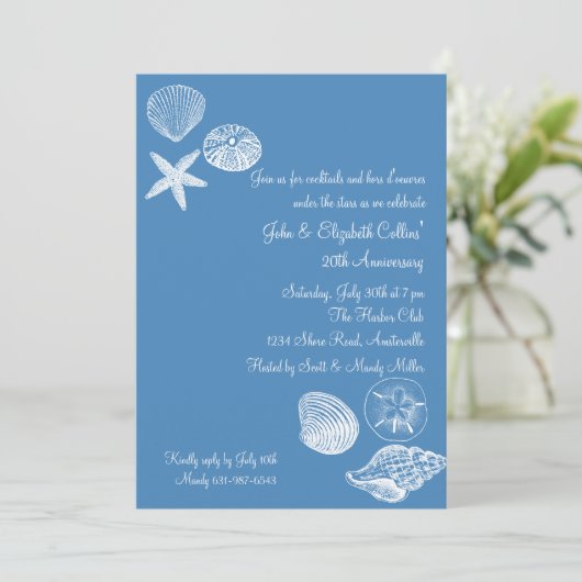 Jubiläum der Seashell Collection Party Einladung (Stehend Vorderseite)
