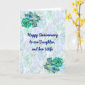 Jubiläum der Tochter und Ehefrau in Blue & Green Karte (Gelbe Blume)