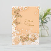 Jubiläum der Verlobung Peach gold Einladung (Stehend Vorderseite)