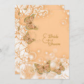 Jubiläum der Verlobung Peach gold Einladung (Vorne/Hinten)