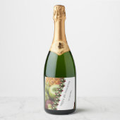 Jubiläum der vierten Hochzeit Früchte und Blume Schaumweinetikett (Vorderseite)