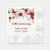 Jubiläum der Wasserfarbe Blumen Drop Rose Burgund Serviette (Vorderseite)