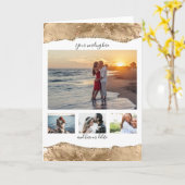 Jubiläum des 4-Foto-Jubiläums Hochzeitsmarmorgeode Karte (Gelbe Blume)