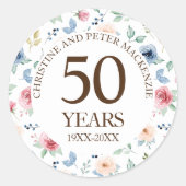 Jubiläum des 50. Goldenen Hochzeitsplatzes Rose Runder Aufkleber (Vorderseite)