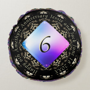 Jubiläum des 6. Hochzeitstages Amethyst Round Pill Rundes Kissen