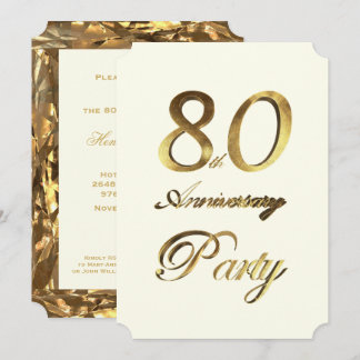 Jubiläum des 80. Geburtstags Gold Ivory Elegant Einladung