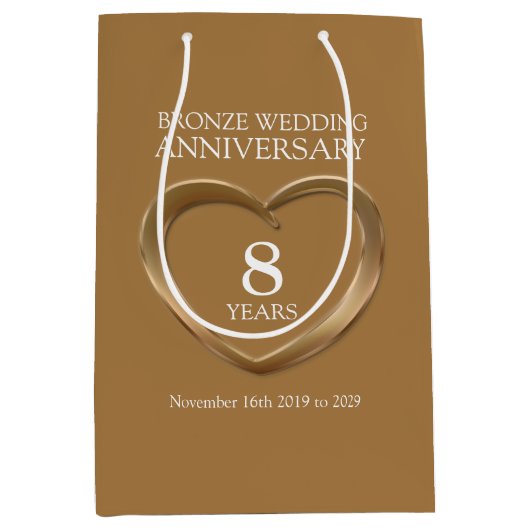 Jubiläum des 8. Bronze Foto Geschenktasche Mittlere Geschenktüte (Vorderseite)