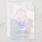 Jubiläum des Blauen Saphire 45 Jahre Fotos Dankeskarte (Rückseite)