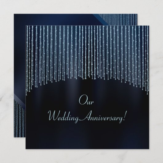 Jubiläum des Blue Sparkling Glitzer Einladung (Vorne/Hinten)