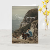 Jubiläum des Custom Foto minimalistischer Retro Karte (Gelbe Blume)