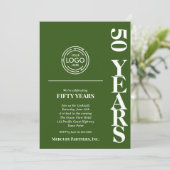 Jubiläum des Firmenlogos Grün Einladung (Stehend Vorderseite)