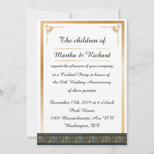 Jubiläum des Golden Art Déco Einladung (Rückseite)