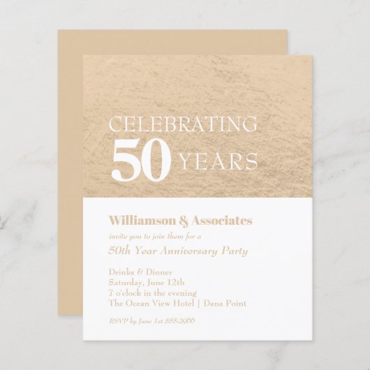 Jubiläum des Haushaltsgeschäfts Gold-White-Einladu (Vorne/Hinten)