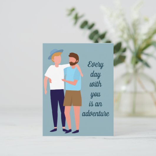 Jubiläum des Liebe-Jahrgangs für homosexuelle Männ Postkarte (Stehend Vorderseite)