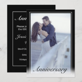 Jubiläum des Minimalistischen Schwarzen Fotos Einladung