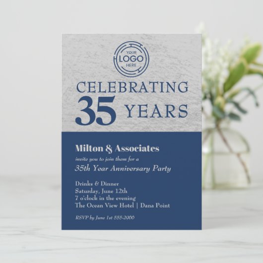 Jubiläum des Navy Silver Einladung (Stehend Vorderseite)