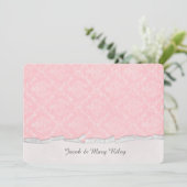 Jubiläum des rosa Damastes Party Einladung (Stehend Vorderseite)