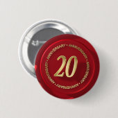 Jubiläum des Rotwinks-Siegels Button (Vorne & Hinten)