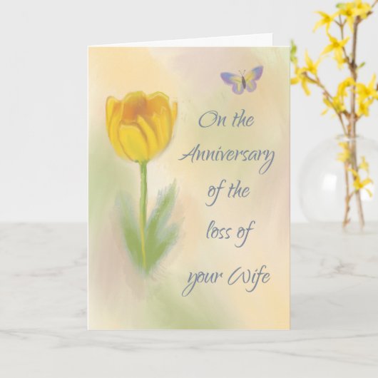 Jubiläum des Verlustes der Ehefrau Wasserfarbene B Karte (Gelbe Blume)