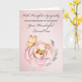 Jubiläum des Verlustes der Rose Loved One Butterfl Karte (Gelbe Blume)