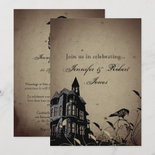 Jubiläum des Vintagen Gotischen Hauses Skull Raven Einladung
