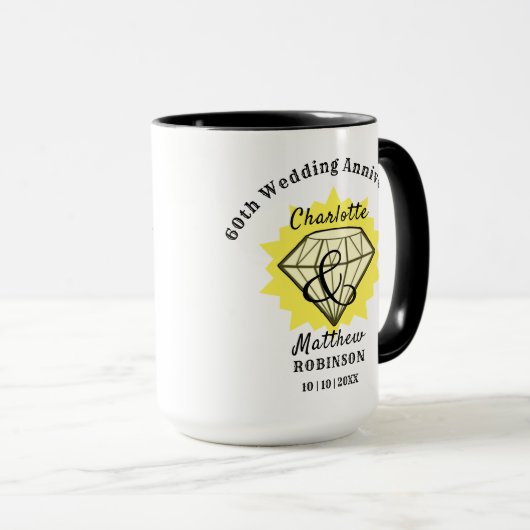 Jubiläum Diamond Wedding Geschenk Personalisiert Tasse (VorderseiteRechts)