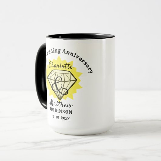 Jubiläum Diamond Wedding Geschenk Personalisiert Tasse (Vorderseite Links)