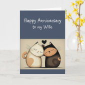 Jubiläum Ehefrau Cuddling Cats Animes Karte (Gelbe Blume)