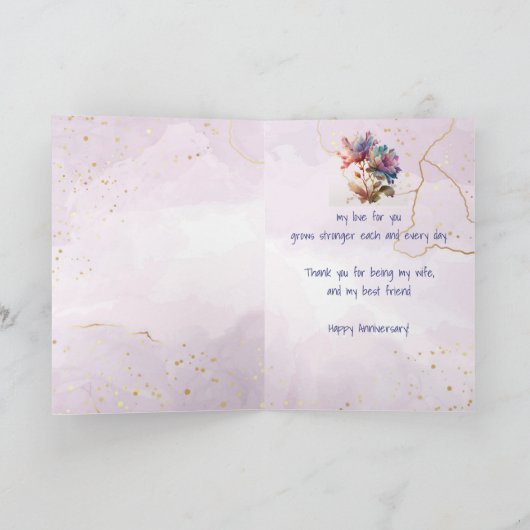 Jubiläum Ehefrau & Friend Graphic Art Blume Karte (Innenseite)