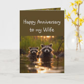 Jubiläum Ehefrau Partner Fun Raccoon Tiere Karte (Gelbe Blume)